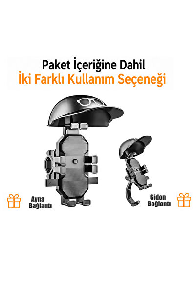 outfire Otomatik Tuşlu Şapkalı Motorsiklet Bisiklet Telefon Tutacağı Ayna ve ...