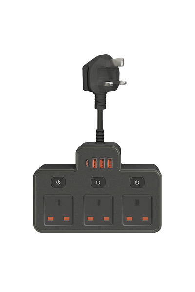 Choice UK Plug black UK AC Plug Power Strip Wall Mounted Independent Switch M...