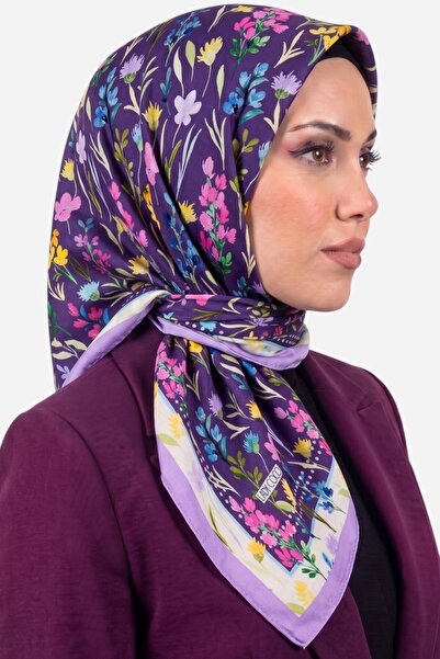 hadiora وشاح نسائي ناعم من القطن العضوي بنقشة زهور باللون الأرجواني