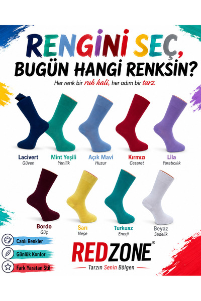 8 Adet Çılgın Renk Erkek Çorap