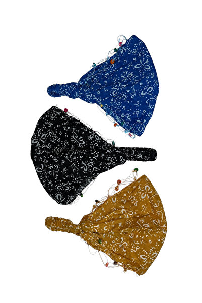YELPAZE DÜNYASI Bandana Seti Lastikli Paraşüt Model Şal Desenli