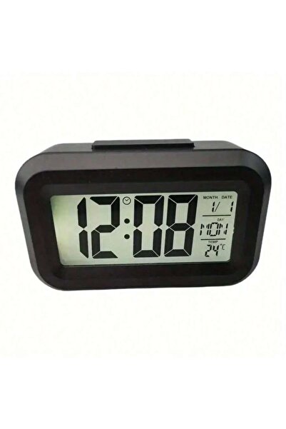 Choice3 Black 1pc Smart Digital Alarm Clock Black White LCD Display with Temp...