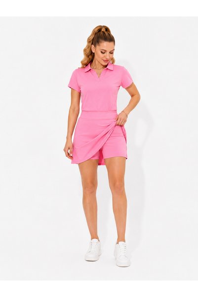 BeyzaBayram Women's Lycra Cupra Pike Modal Shorts Skirt Set Relaxed Cut Double Bottom Top Summer Set