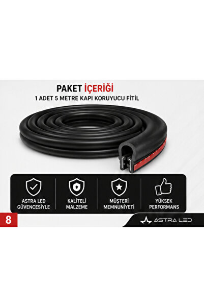 ASTRA LED Oto Kapı Fitili Çizilme Çarpma Önleyici Araç Kapı Koruyucu Fitil Kit 5 Metre