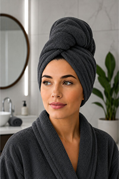 MYSOFTHOME Hair Towel/Hair Bonnet Towel/Hair Towel with Elastic Buttons/100% ...