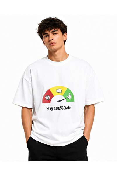 Inscriptie Tricou Unisex Bumbac Premium Casual " Stay 100% safe "