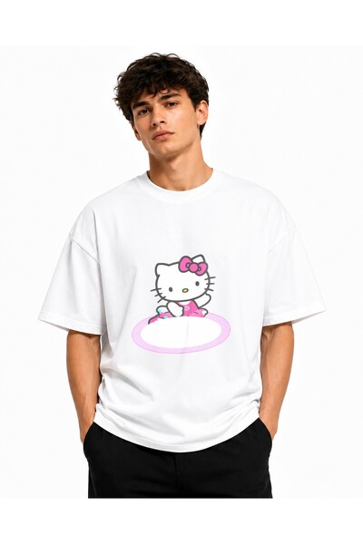 Inscriptie Tricou Unisex Bumbac Premium Casual " Hello Kitty drawing "
