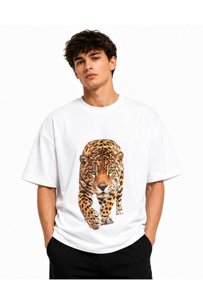 Inscriptie Ουνισέξ Βαμβακερό T-Shirt Υψηλής Ποιότητας  "Λεοπάρ "
