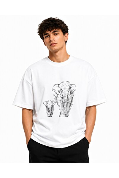 Inscriptie Tricou Unisex Bumbac Premium Casual " Familie elefanti "