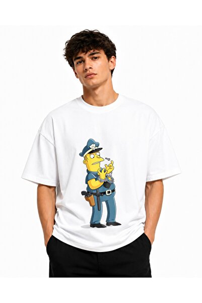 Inscriptie Tricou Unisex Bumbac Premium Casual " Simpsons officer eddie "