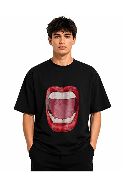 Inscriptie Ουνισέξ Βαμβακερό T-Shirt Υψηλής Ποιότητας  "Ανοιχτό Στόμα "
