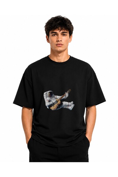 Inscriptie Tricou Unisex Bumbac Premium Casual " Guitar astronaut "
