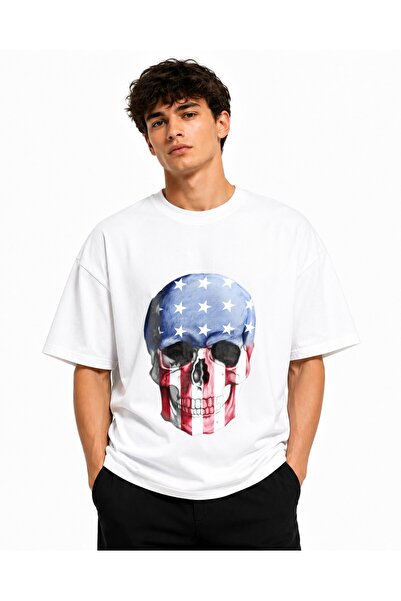 Inscriptie Ουνισέξ Βαμβακερό T-Shirt Υψηλής Ποιότητας  "Αμερικανική σημαία με...