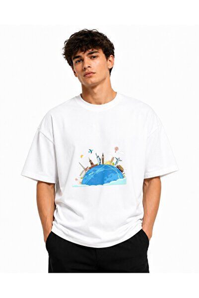 Inscriptie Tricou Unisex Bumbac Premium Casual " Flat world "