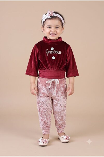 iza Maroon Soft Girls Top