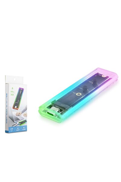 Genel Markalar HDX1770 M.2 NVMe Harici SSD Kutusu USB Type-C 10 Gbps RGB Şeffaf