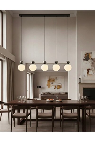 demet habek mylights Ada Mutfak Masa Üstü 120 cm Modern 6’lı Mat Opal Beyaz C...