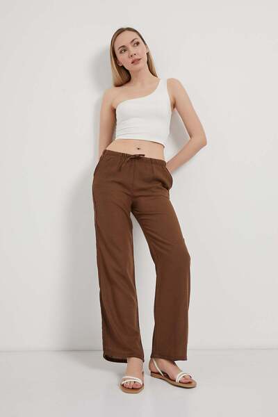 Arma Life Armalife 5449 Linen Look Loose Women's Trousers with Elastic Waist ...