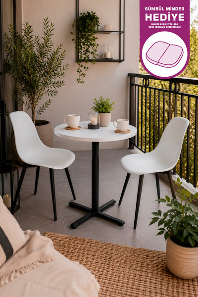 VİLİNZE Eames Sandalye Payas Metal Ayak Mutfak Bahçe Balkon Bistro ve Cafe Ma...
