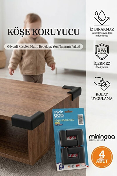 Miningaa 4 Pieces Corner Protector Cushion Pure Rubber Table Coffee Table Edg...