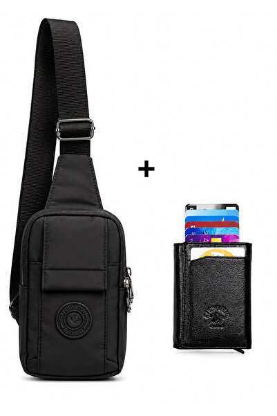 NEWISH POLO ACCESSORIES Geantă de umăr în formă de cravată, neagră, cu compar...