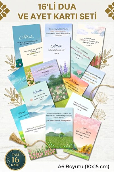 Nur Print 16'lı Ayet Mini Poster Seti A6(10 x 15 cm) Boyut Pastel Minimalist ...