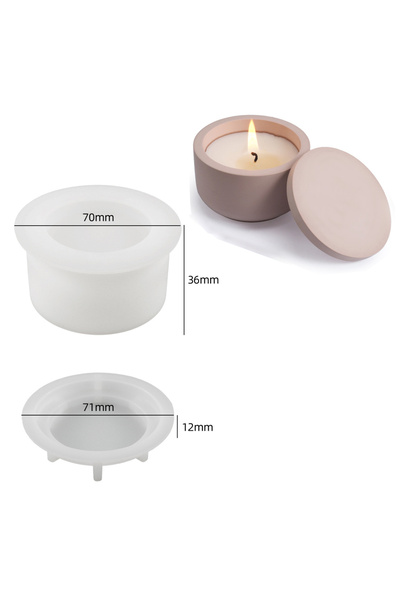 Choice1 Round Round Candle Jar Silicone Mold DIY Square with Lid Craft Orname...