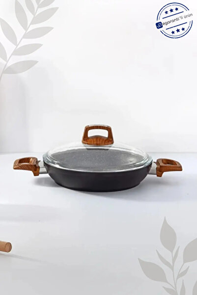 Bonera 22 cm Wooden Patterned Bakelite Handle Vogue Granite Omelet Pan with G...