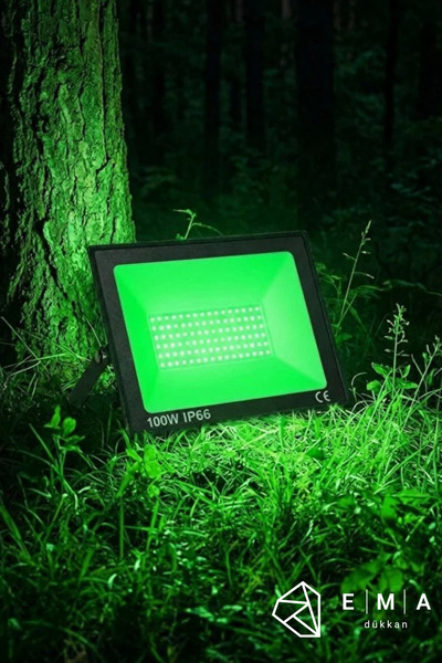 Ema Dükkan 100W Yeşil LED Projektör - IP66 Su Geçirmez İnce Tablet Kasa Dış M...