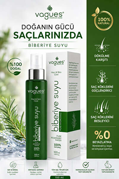 Vagues Premium Care ماء إكليل الجبل المضاد للتساقط وتعزيز نمو الشعر، طبيعي ون...