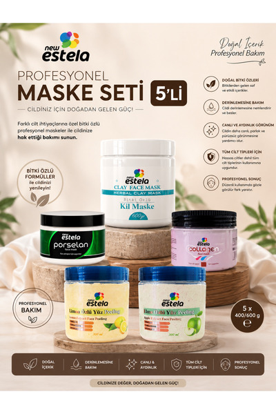 new estela PROFESYONEL MASKE SETİ 5Lİ