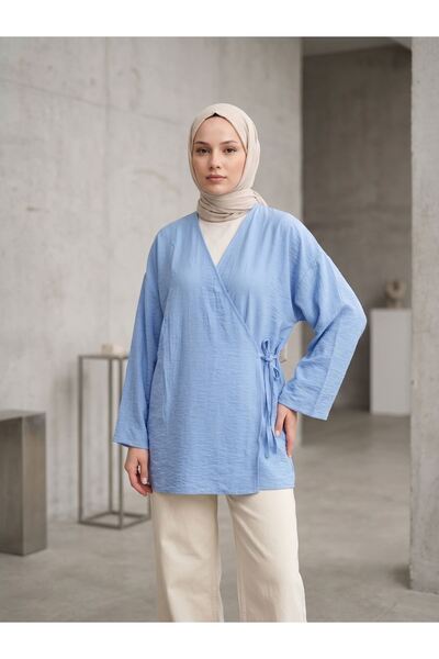 Generic Brand Side-Tie Strawberry Tunic-Blue