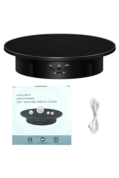 Choice Black suede 200mm 3 Speeds Photography Rotating Display Stand 360 Elec...
