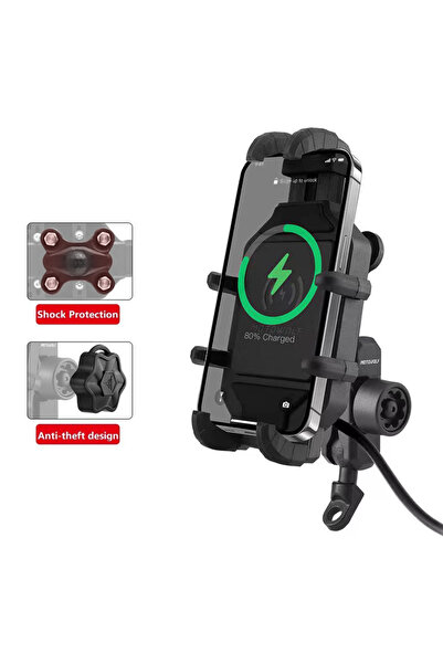 Choice حامل هاتف شحن لاسلكي للدراجة النارية بمرآة 3.0 شاحن سريع GPS Moto Suppor