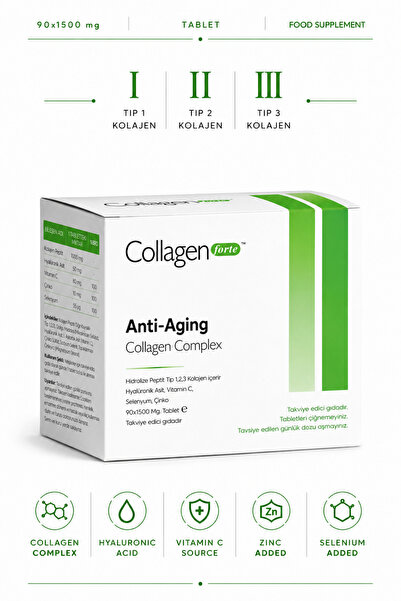 Collagen Forte Platinum Anti-Aging Kolajen Complex & Multivitamin 1500 mg x 9...