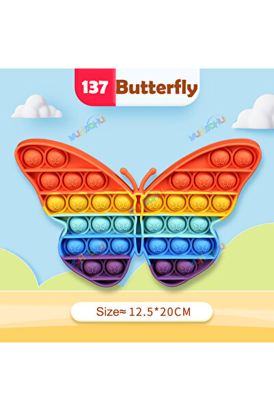 Choice28 0137 لعبة فقاعات على شكل فراشة بألوان قوس قزح، لعبة لتخفيف التوتر وا...
