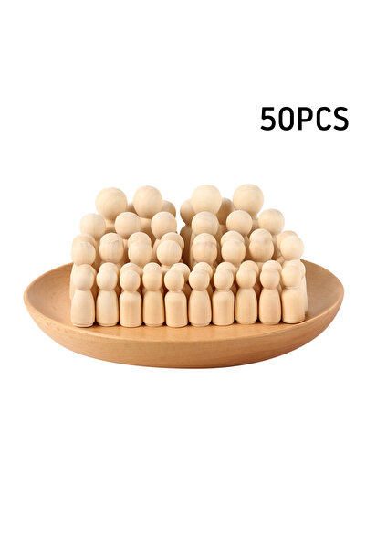 Choice 50Pcs 50 Pcs Unfinished Wooden Peg Doll for DIY Painting Natural Wood ...