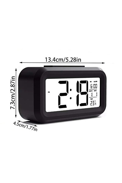 Choice Black Digital Alarm Clock with Indoor Temperature Light Sensor Battery...