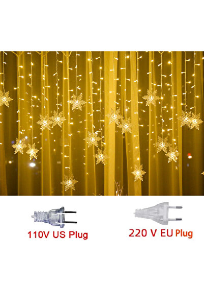 Choice US Plug 110V Warm White 3.2M Christmas Snowflakes LED String Lights Fl...
