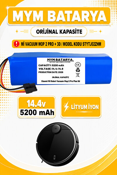 MYM BATARYA Xiaomi Mi Vacuum Mop 2 Pro Plus 3d Uyumlu Akıllı Robot Süpürge Ba...
