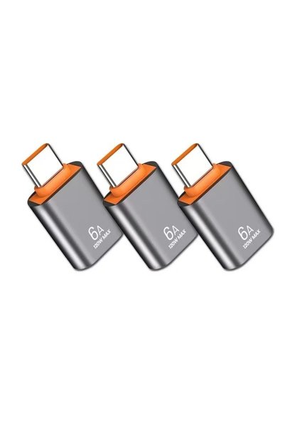 Choice B-silver-3pcs 6A USB إلى محول OTG من النوع C 120W USB-C ذكر إلى محول ش...