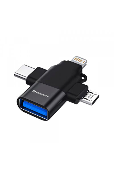 Techsuit Adaptor OTG Lightning / microUSB / USB-C - USB-A A17 SoundVoltX, Negru