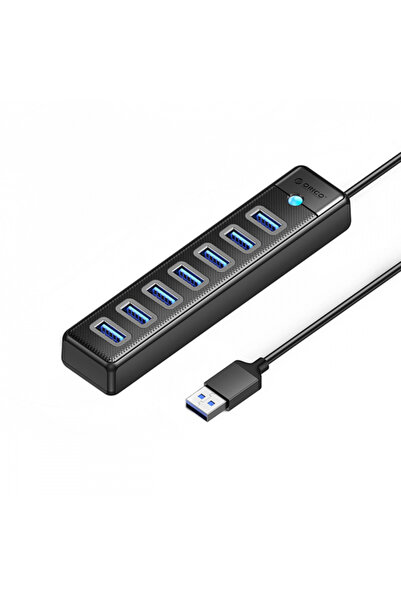 Orico Hub USB PW7U-U3, 7 x USB-A 3.0 - 1 x USB-C, Negru