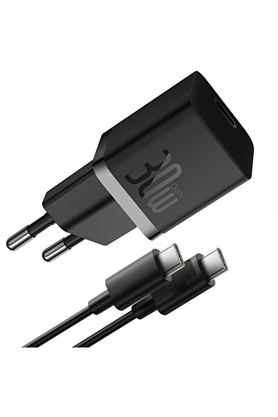 Baseus Incarcator Retea Cu Cablu USB-C GaN5S, 30W, 3A, 1 x USB-C, Negru P1011...