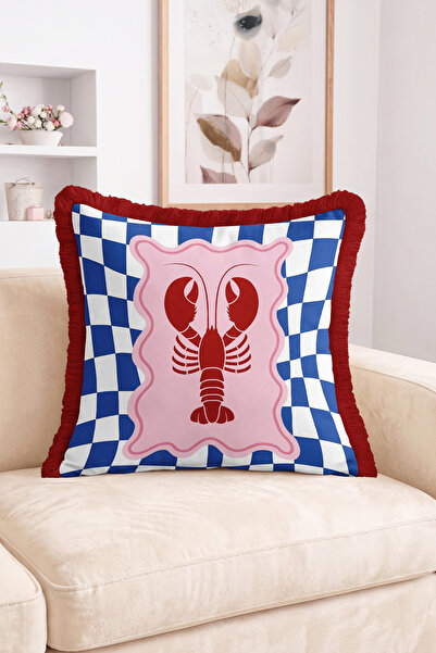 Realhomes Modern Decorative Pillowcase with Lobster Figure and Checkered Pop ...