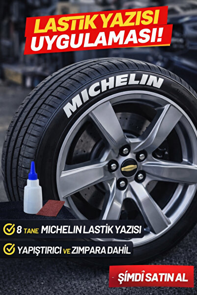 ASTUNİNG Michelin Motosiklet ve Otomobil Araç 3d Oto Lastik Yazısı Sticker Arma 8 Adet