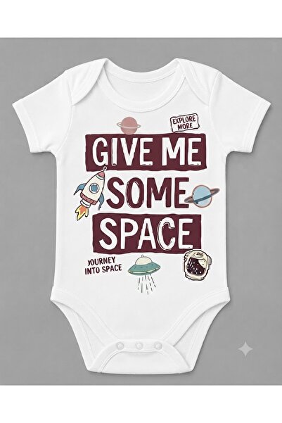 EYDUBABY Organic Cotton Give Me Some Space Short Sleeve Snap Fastener Baby Bo...