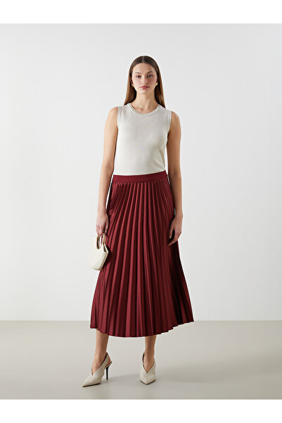 LC Waikiki Original Elastic Waist Satin Women's Pleated Skirt