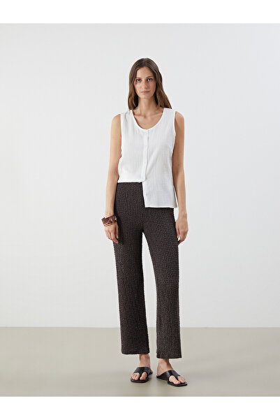 LC Waikiki Nevavm Textured Women's Trousers with Elastic Waist