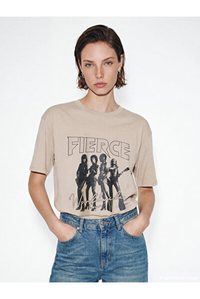 LC Waikiki Alita City Oversized 100% Cotton Women's T-Shirt with a Print on t...
